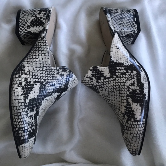 NEW snakeskin pointed toe heeled mules, size 8 - Picture 4 of 11